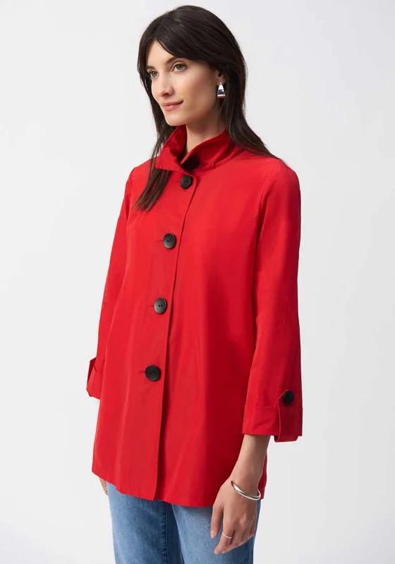 Joseph Ribkoff Memory Trapeze Jacket, Red Notch Collar Jacket Peter Pan Collar Jacket Cowl Neck Jacket