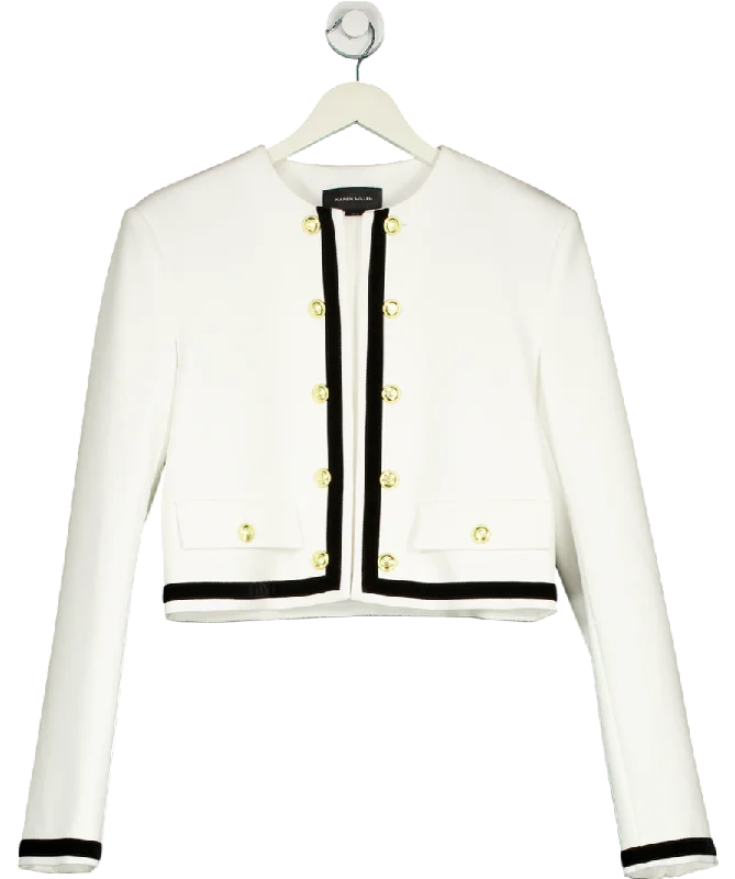 Karen Millen White Tall Compact Stretch Velvet Contrast Collarless Sleeveless Jacket UK 10 Faux Fur Jacket Real Fur Jacket Shearling Jacket