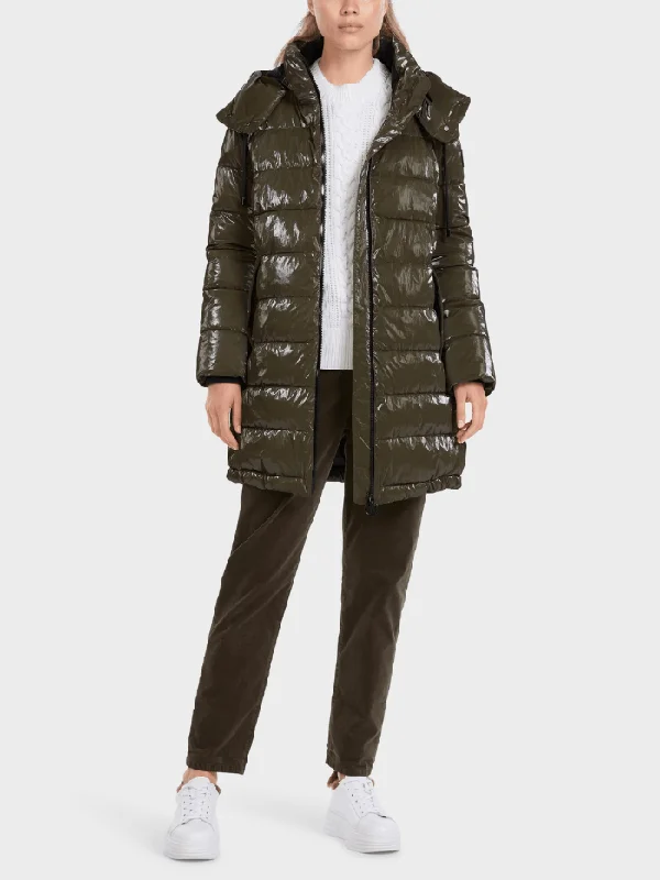 Marc Cain Sports Coated Quilted Jacket IN Bright Terra VS 12.11 W65 COL 596 Tiered Jacket Buttoned Jacket Zippered Jacket