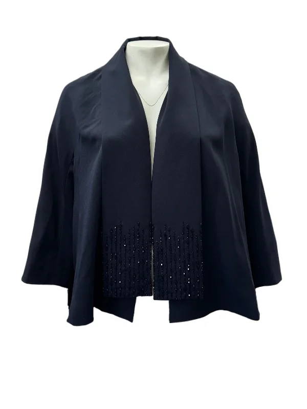 Marina Rinaldi Women's Blue Ciack Open Front Jacket NWT Rayon Jacket Velvet Jacket Corduroy Jacket