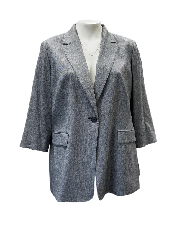 Marina Rinaldi Women's Grey Caorle Button Closure Jacket NWT Nylon Fabric Polyester Fabric Spandex Fabric