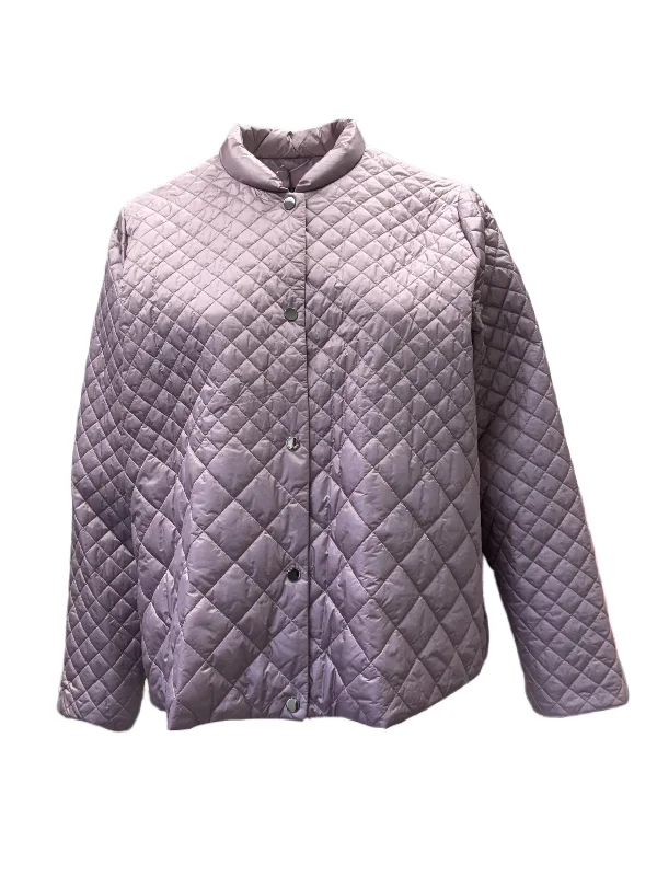 Marina Rinaldi Women's Purple Pablo Quilted Jacket NWT Notch Collar Peter Pan Collar Cowl Neck