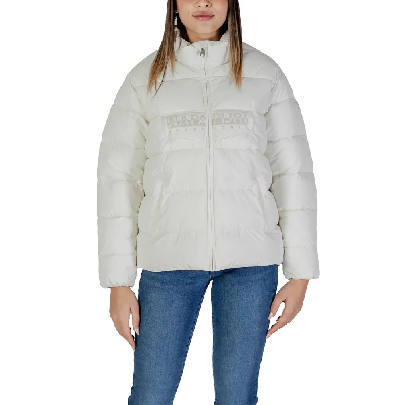 Napapijri White Polyester Jackets & Coat Insulated Jacket Fitted Jacket Loose Jacket