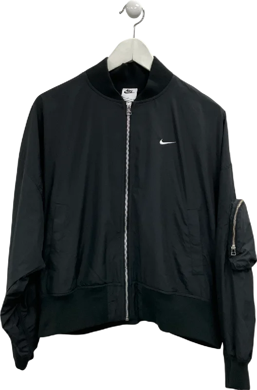 Nike Black Essentials Oversized Bomber Jacket UK S Insulated Jacket Fitted Jacket Loose Jacket