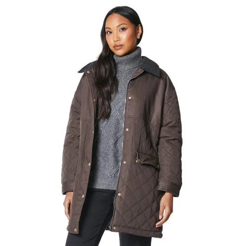 Principles Womens/Ladies Quilted Corduroy Collar Jacket A-Line Jacket Boat Neck Shawl Collar