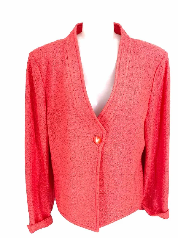 ST. JOHN Women's Coral Santana Knit Size 16 Jacket Front Pockets Side Pockets Patch Pockets