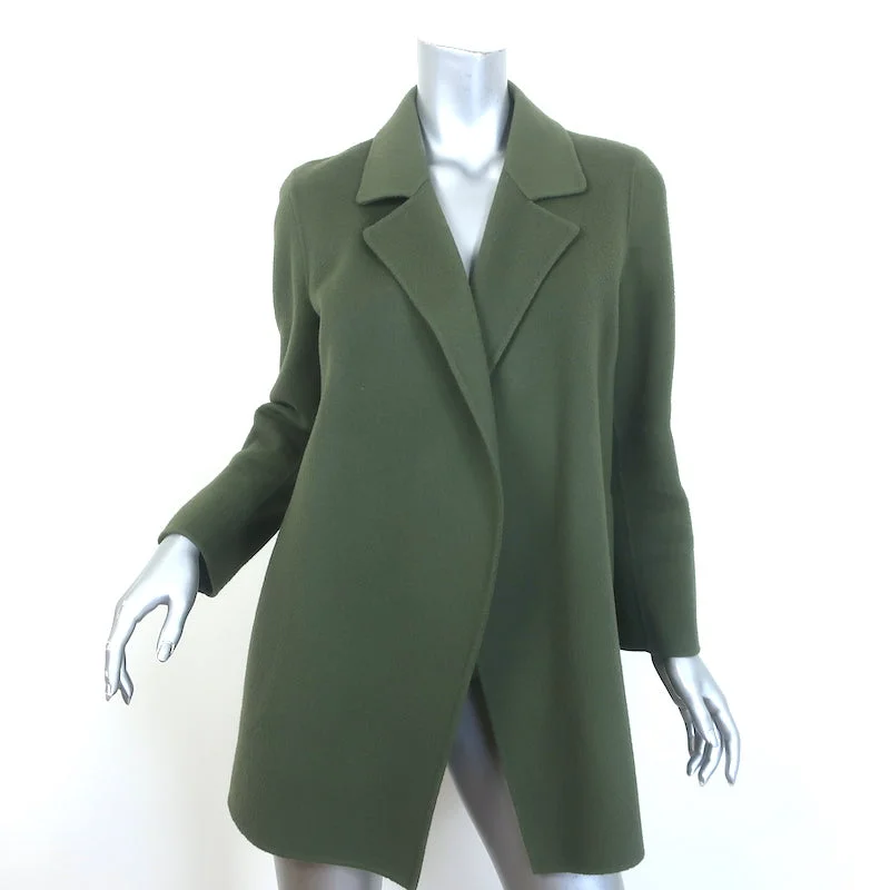 Theory Clairene Jacket Olive Green Double Face Wool-Cashmere Size Medium Satin Jacket Silk Jacket Chiffon Jacket