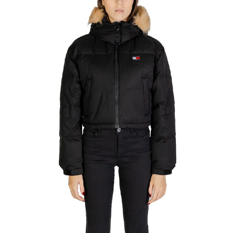 Tommy Hilfiger Jeans Black Recycled Polyester Jackets & Coat Nylon Fabric Polyester Fabric Spandex Fabric