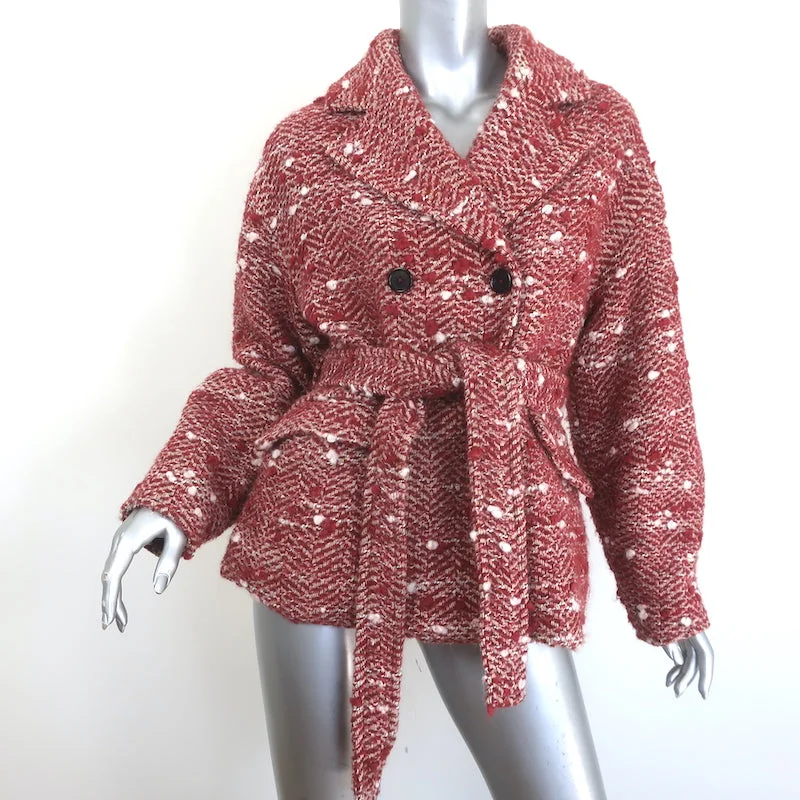 Ulla Johnson Dillon Belted Tweed Double Breasted Jacket Red Size Petite Elasticated Jacket Padded Jacket Insulated Jacket