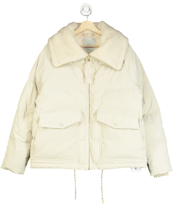 Varley Cream Roseville Down Jacket In Fog UK S Insulated Jacket Fitted Jacket Loose Jacket