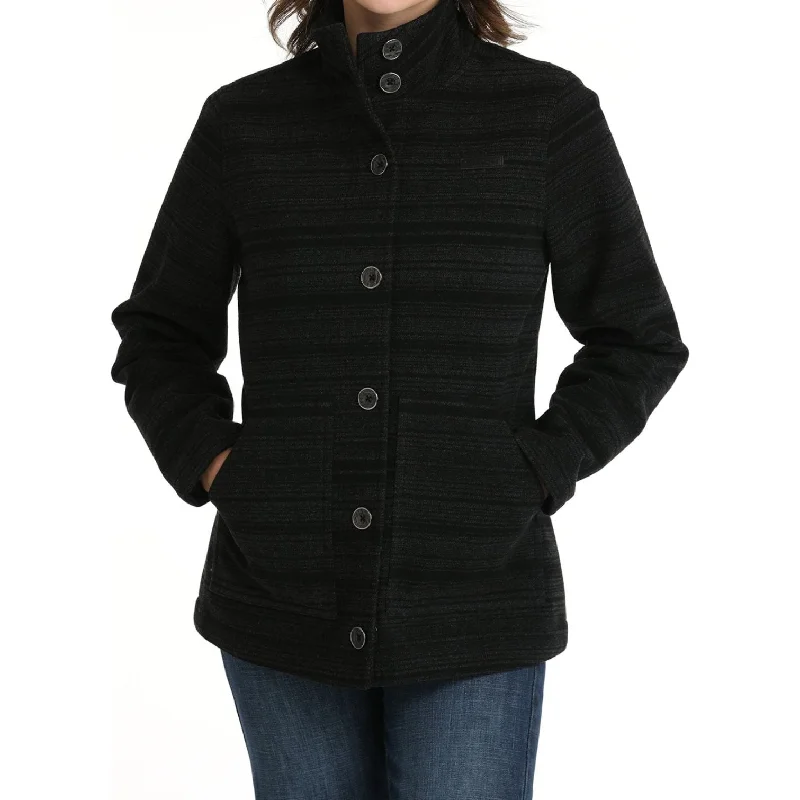 WOMEN'S TWILL JACKET - BLACK/GRAY Nylon Fabric Polyester Fabric Spandex Fabric