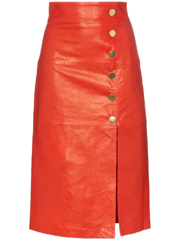 Lucy button down leather midi skirt wool skirt warm