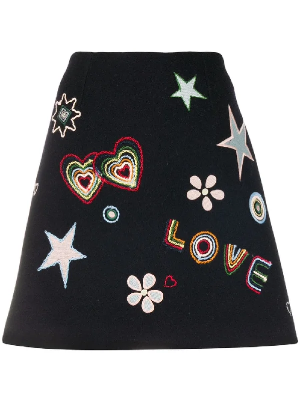 Love embroidered mini skirt chiffon skirt floaty