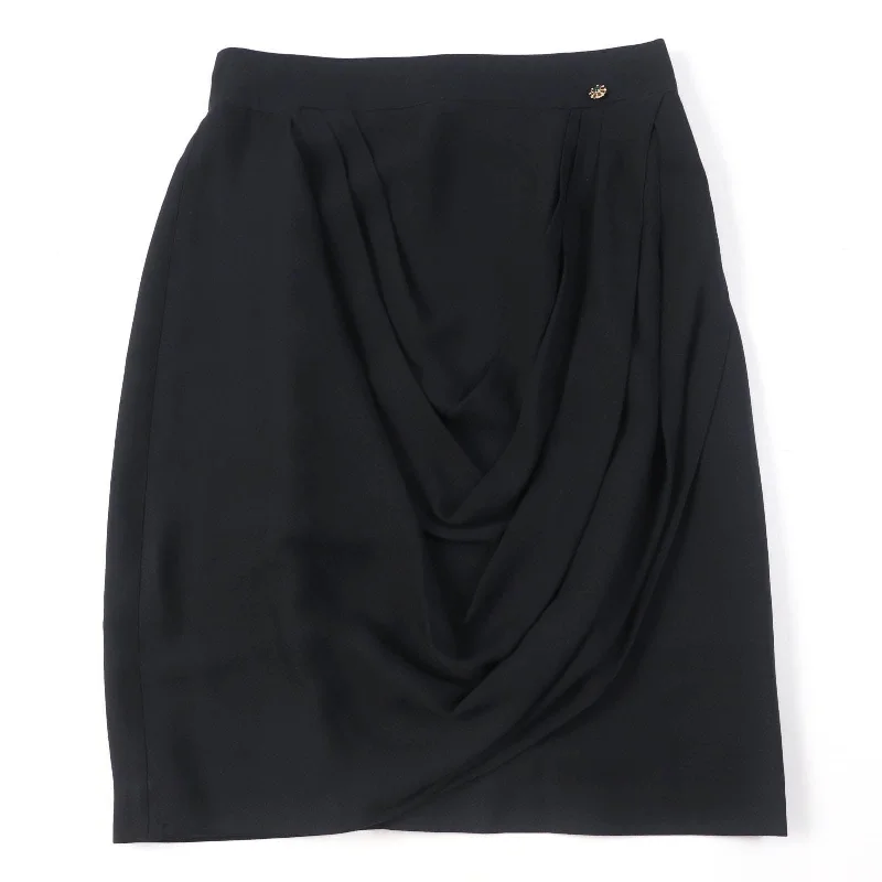 Chanel Silk Knee-Length Tight Skirt Black 40 velvet skirt rich