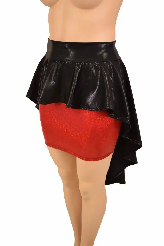 Hi Lo Peplum Bodycon Skirt chiffon skirt airy