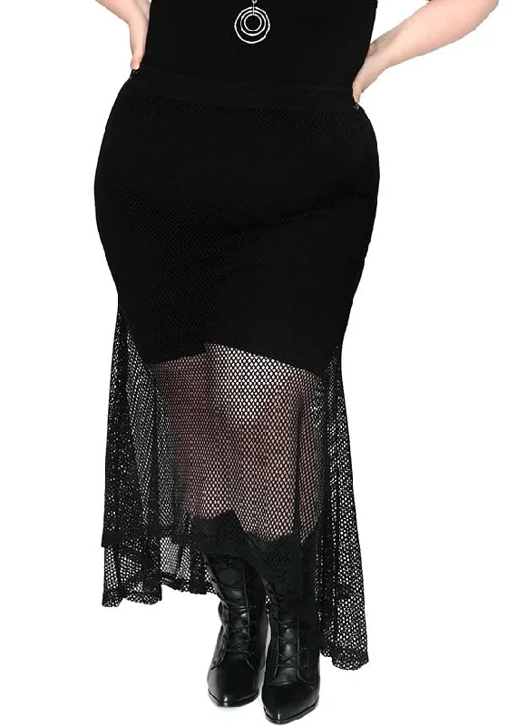 High-Low | FISHNET MAXI SKIRT* wool skirt breathable