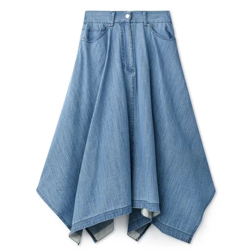 Kerchief Skirt- Blue Denim silk skirt luxurious