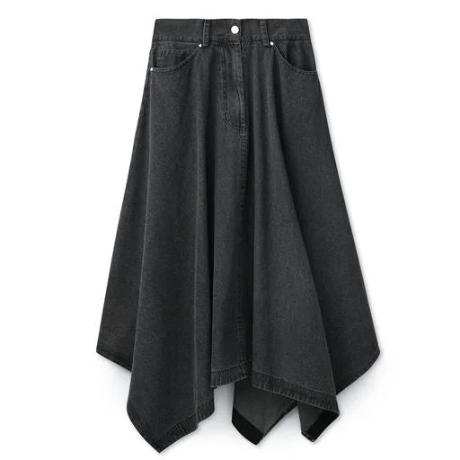 Kerchief Skirt- Washed Black Denim relaxed fit skirt