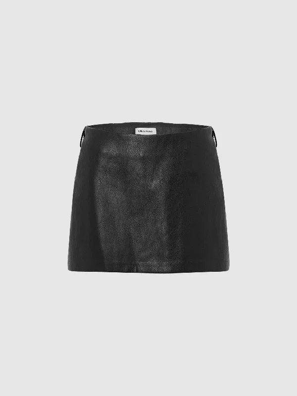 Leather A-Line Skirts high slit skirt