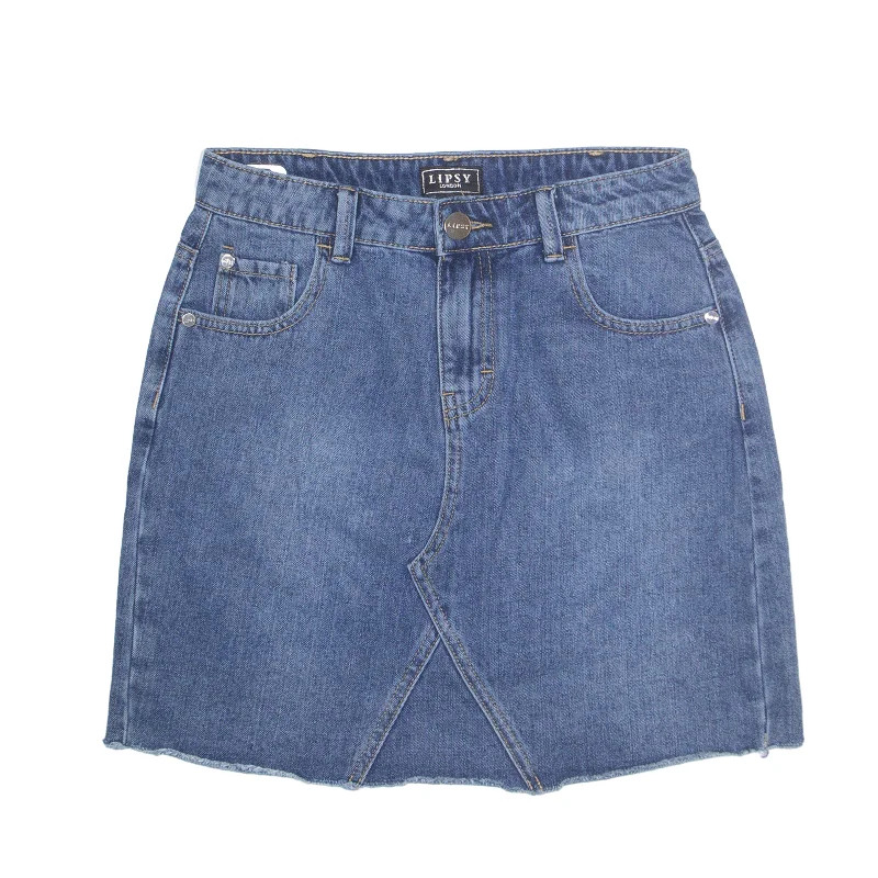 LIPSY LONDON Raw Hem Short Mini Skirt Blue Denim Womens UK 8 corduroy skirt durable