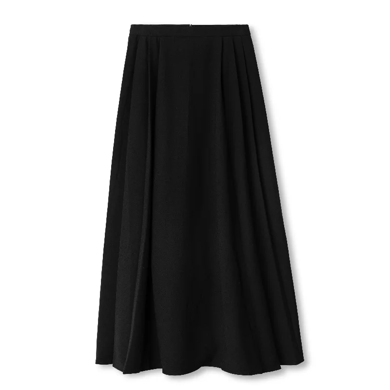 Long Side Pleated Skirt - Black lace skirt feminine