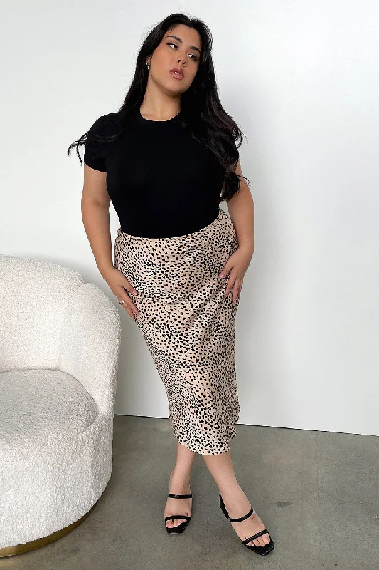 Nesta Midi Skirt - Brown Leopard lace skirt elegant