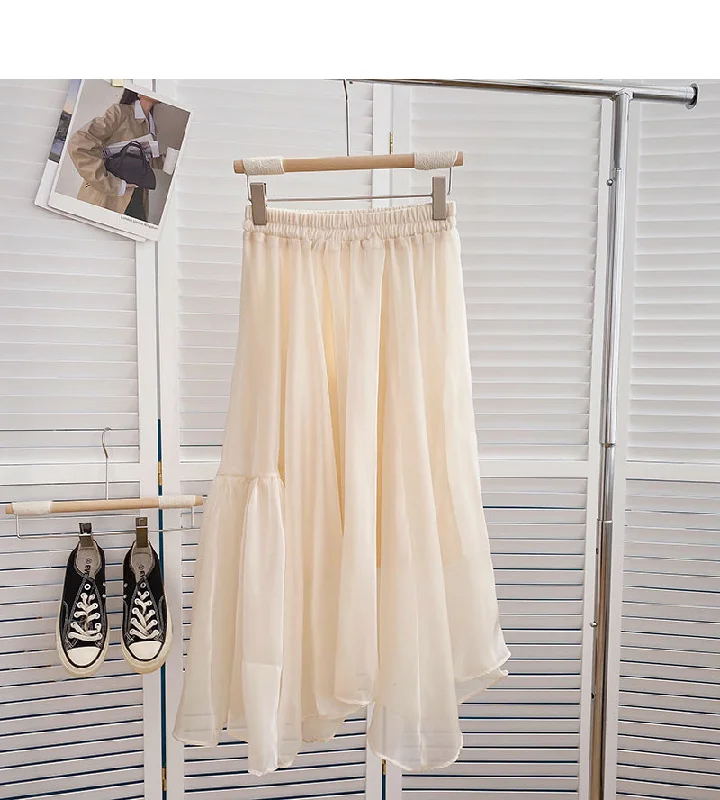 New foreign style gentle super fairy hanging high waist A-shaped skirt  5805 button skirt front