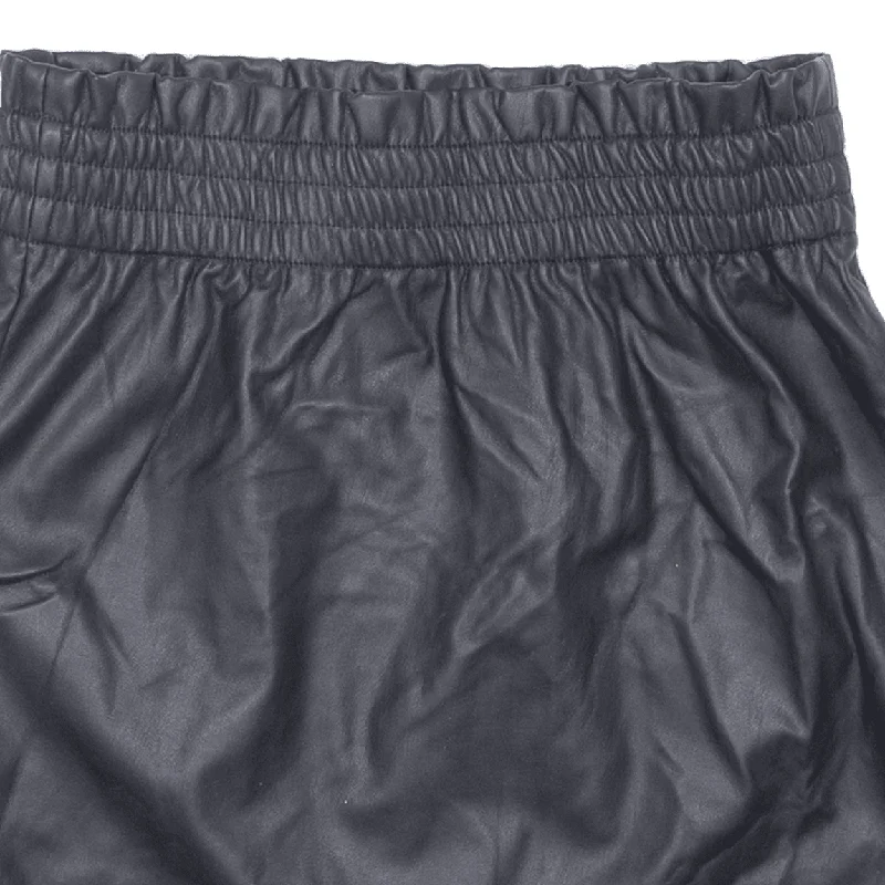 ONLY Faux Leather Womens Straight Skirt Black Short S belted skirt waist