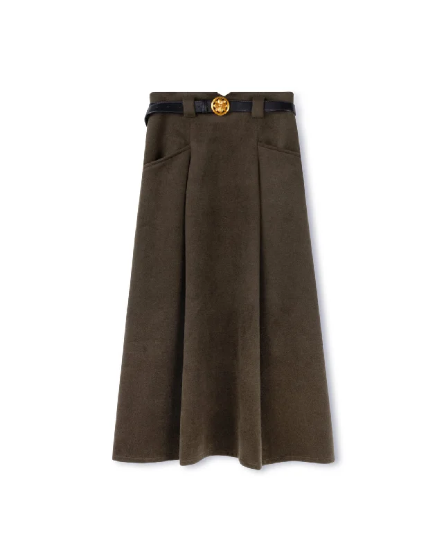 Paneled Wool Skirt velvet skirt plush