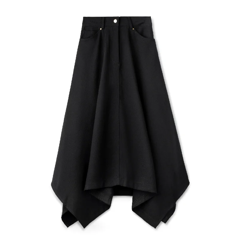 Kercheif Skirt IN: Black corduroy skirt textured