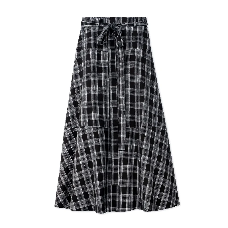 Plaid Maxi Skirt -Grey/Black velvet skirt rich