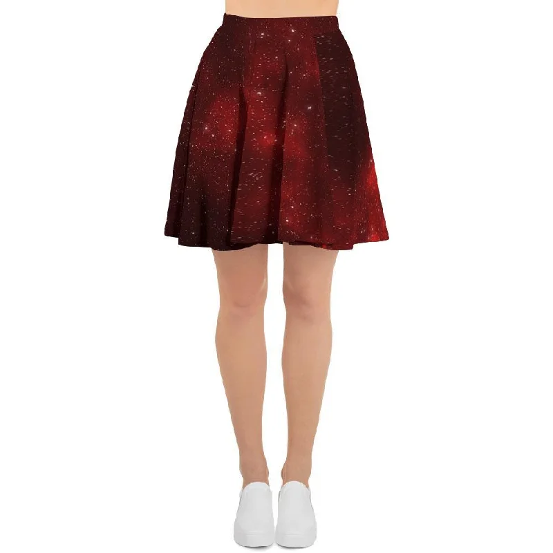 Red Nebula Galaxy Space Women's Skirt chiffon skirt floaty