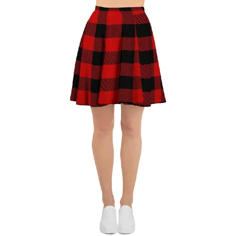 Red Plaid Women's Skirt a-line skirt cut