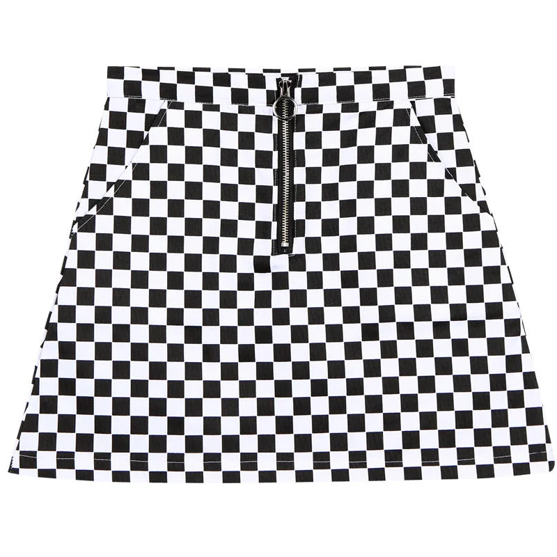 Checker Skirt chiffon skirt flowing