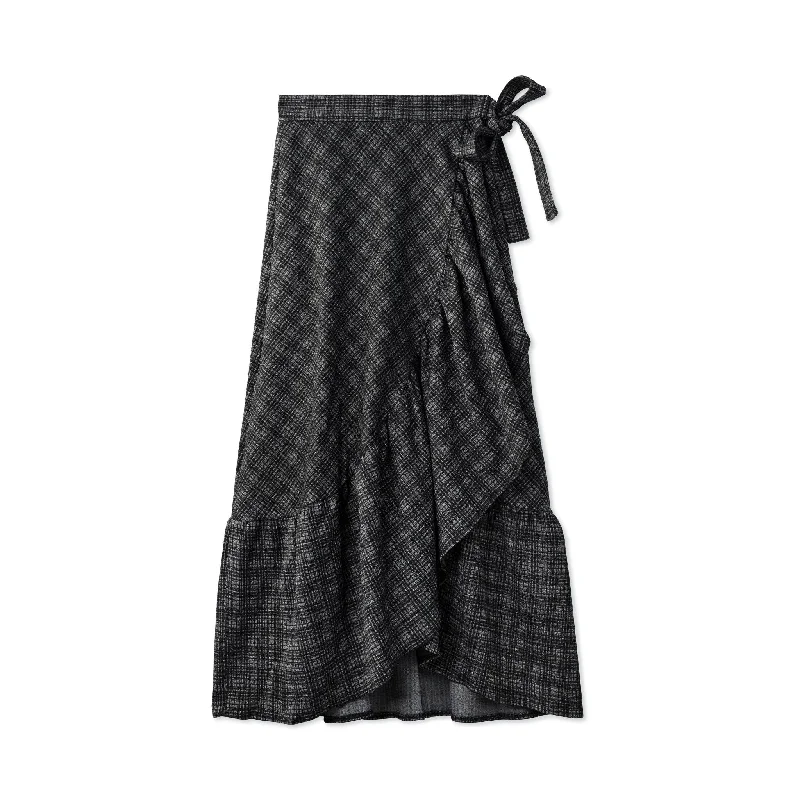 Ruffle Wrap Skirt - Plaid lace skirt delicate