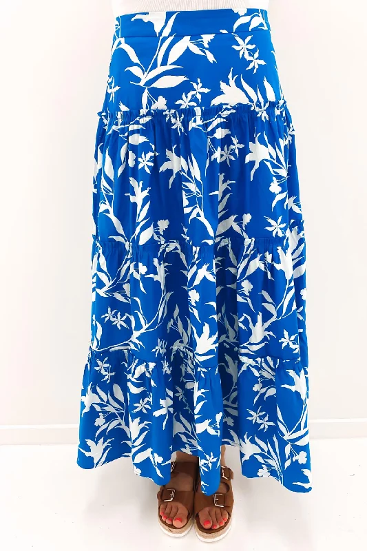 Suri Maxi Skirt Blue silk skirt elegant