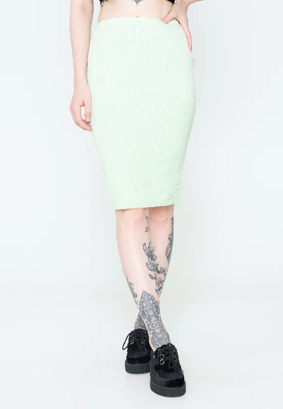 Urban Classics - Ladies Rib Knit Midi Lightmint - Skirt corduroy skirt textured